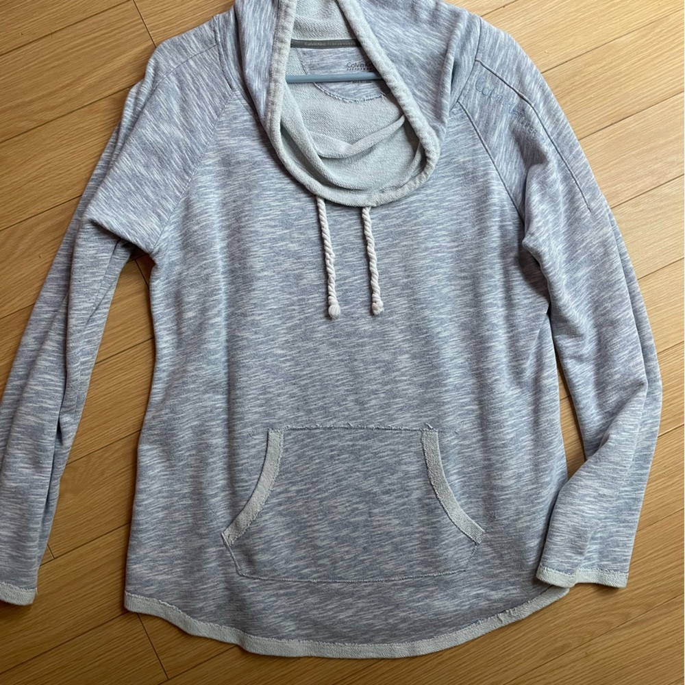 Heather blue Calvin Klein cow neck sweatshirt